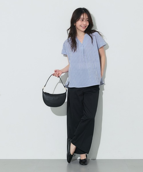 coca(coca)(コカ)の「とろみサッカースキッパーシャツ(シャツ/ブラウス・レディース・ベージュ/ブルー・L/M/S/XL)」の13枚目の写真