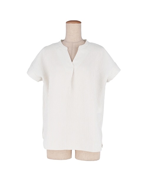 coca(coca)(コカ)の「とろみサッカースキッパーシャツ(シャツ/ブラウス・レディース・ベージュ/ブルー・L/M/S/XL)」の21枚目の写真