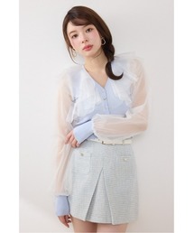 rienda | チュールフリルシアーニットカーディガン　春服　夏服(カーディガン/ボレロ)