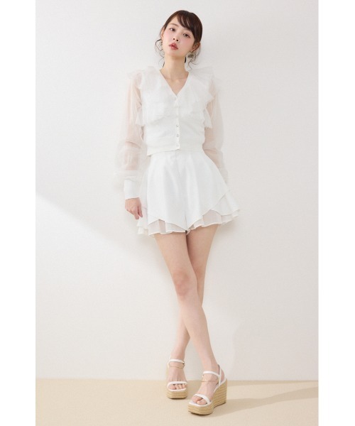 rienda（リエンダ）の「チュールフリルシアーニットカーディガン　春服　夏服（カーディガン/ボレロ・レディース・ホワイト/ブルー/ブラック・FREE）」の21枚目の写真