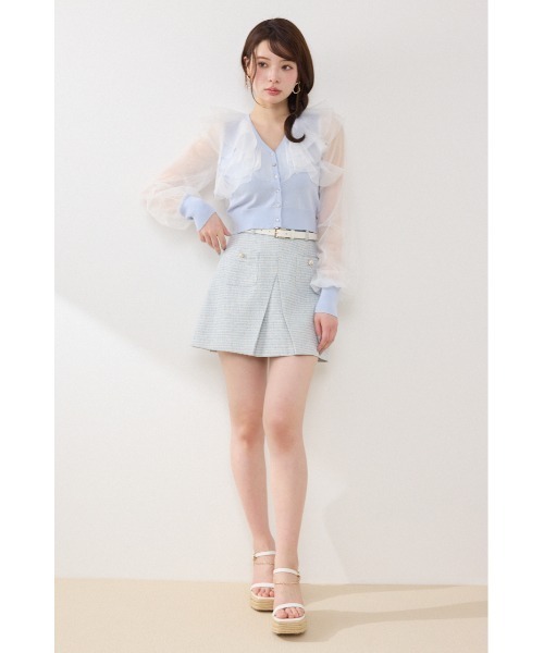 rienda（リエンダ）の「チュールフリルシアーニットカーディガン　春服　夏服（カーディガン/ボレロ・レディース・ホワイト/ブルー/ブラック・FREE）」の9枚目の写真
