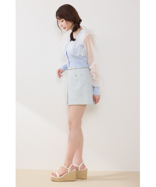 rienda（リエンダ）の「チュールフリルシアーニットカーディガン　春服　夏服（カーディガン/ボレロ・レディース・ホワイト/ブルー/ブラック・FREE）」の10枚目の写真