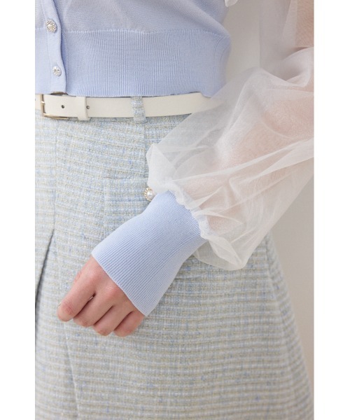 rienda（リエンダ）の「チュールフリルシアーニットカーディガン　春服　夏服（カーディガン/ボレロ・レディース・ホワイト/ブルー/ブラック・FREE）」の19枚目の写真