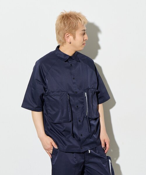 B-DAY STORE(ビーデイストア)の「【B-DAY STORE】ビックポケットシャツ ユニセックス(シャツ/ブラウス・レディース・ネイビー/カーキ・0)」の1枚目の写真