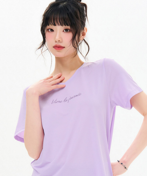 CHASECULT(チェイスカルト)の「レディースアイスVネックTシャツ-FBZG5855C0T(Tシャツ/カットソー・レディース・ライトパープル・85/90/95)」の1枚目の写真