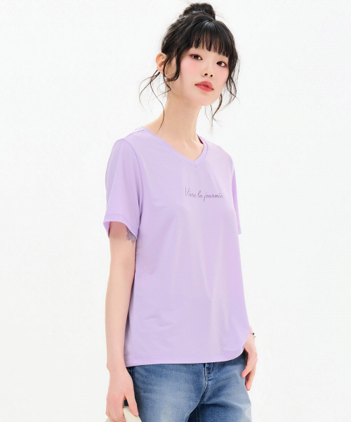 CHASECULT(チェイスカルト)の「レディースアイスVネックTシャツ-FBZG5855C0T(Tシャツ/カットソー・レディース・ライトパープル・85/90/95)」の3枚目の写真