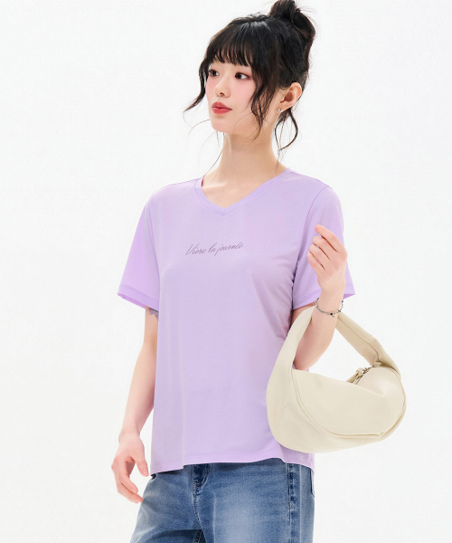 CHASECULT(チェイスカルト)の「レディースアイスVネックTシャツ-FBZG5855C0T(Tシャツ/カットソー・レディース・ライトパープル・85/90/95)」の4枚目の写真