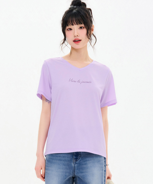 CHASECULT(チェイスカルト)の「レディースアイスVネックTシャツ-FBZG5855C0T(Tシャツ/カットソー・レディース・ライトパープル・85/90/95)」の5枚目の写真