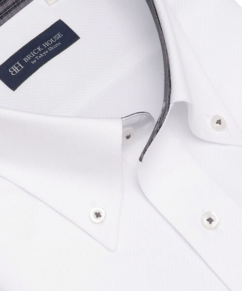TOKYO SHIRTS（トウキョウシャツ）の「【吸水速乾】【COFREX】形態安定ノンアイロン ボタンダウン 半袖ビジネスワイシャツ（ビジネスシャツ・メンズ・ホワイト・首回り37cm/首回り39cm/首回り41cm/首回り42cm/首回り43cm）」の2枚目の写真