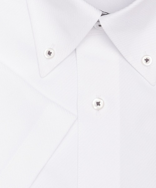 TOKYO SHIRTS（トウキョウシャツ）の「【吸水速乾】【COFREX】形態安定ノンアイロン ボタンダウン 半袖ビジネスワイシャツ（ビジネスシャツ・メンズ・ホワイト・首回り37cm/首回り39cm/首回り41cm/首回り42cm/首回り43cm）」の3枚目の写真