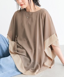 配色シフォンレイヤードトップス