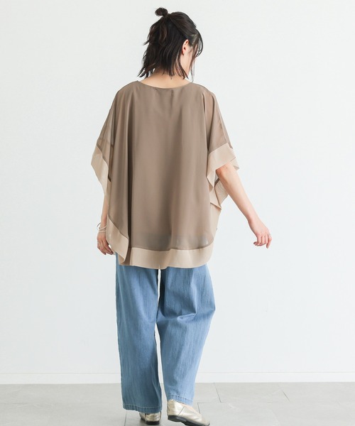 n'OrLABEL（ノアールレーベル）の「配色シフォンレイヤードトップス（Tシャツ/カットソー・レディース・ブラック/モカ/ブルーグリーン・2/1）」の19枚目の写真