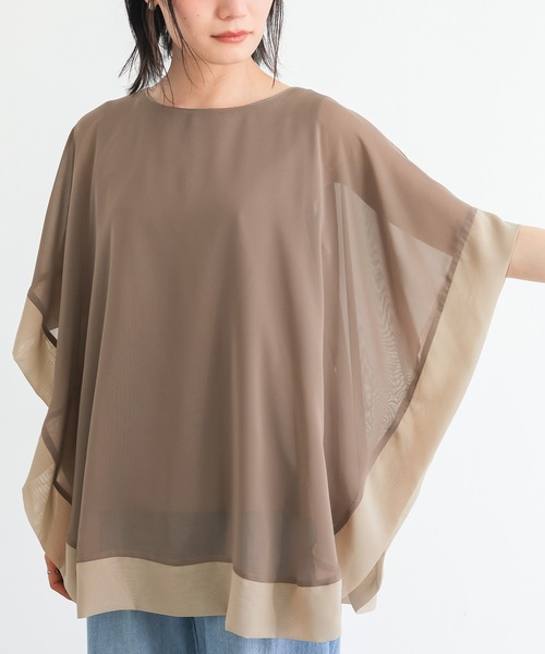 n'OrLABEL（ノアールレーベル）の「配色シフォンレイヤードトップス（Tシャツ/カットソー・レディース・ブラック/モカ/ブルーグリーン・2/1）」の22枚目の写真