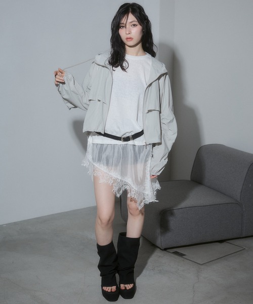 ENVYM(アンビー)の「ヘムレースビックTシャツ(Tシャツ/カットソー・レディース・ブラック/イエロー/ホワイト/ブラウン・FREE)」の13枚目の写真