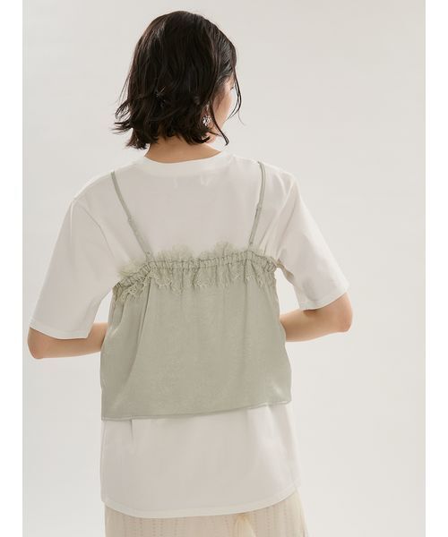 emmi（エミ）の「Tシャツ×レースサテンキャミセット（キャミソール・レディース・ドット/ミント・F）」の6枚目の写真