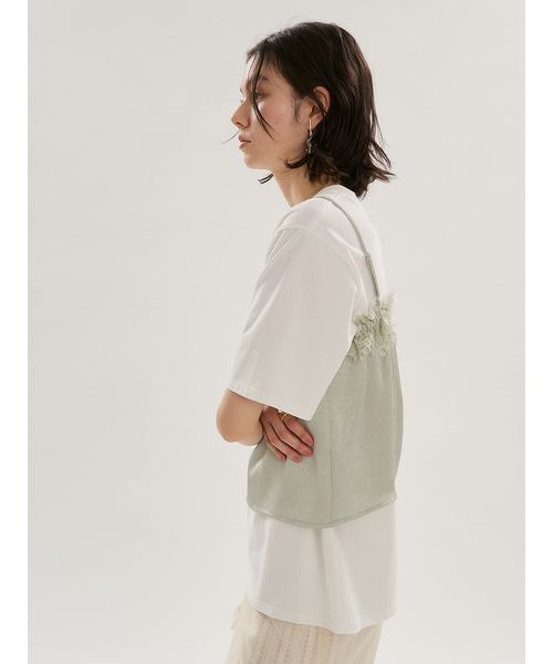emmi（エミ）の「Tシャツ×レースサテンキャミセット（キャミソール・レディース・ドット/ミント・F）」の7枚目の写真