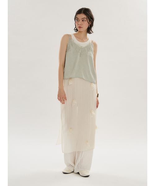 emmi（エミ）の「Tシャツ×レースサテンキャミセット（キャミソール・レディース・ドット/ミント・F）」の11枚目の写真
