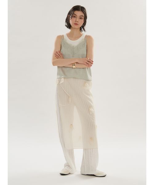 emmi（エミ）の「Tシャツ×レースサテンキャミセット（キャミソール・レディース・ドット/ミント・F）」の12枚目の写真