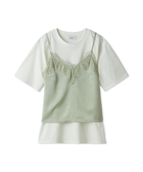 emmi（エミ）の「Tシャツ×レースサテンキャミセット（キャミソール・レディース・ドット/ミント・F）」の13枚目の写真