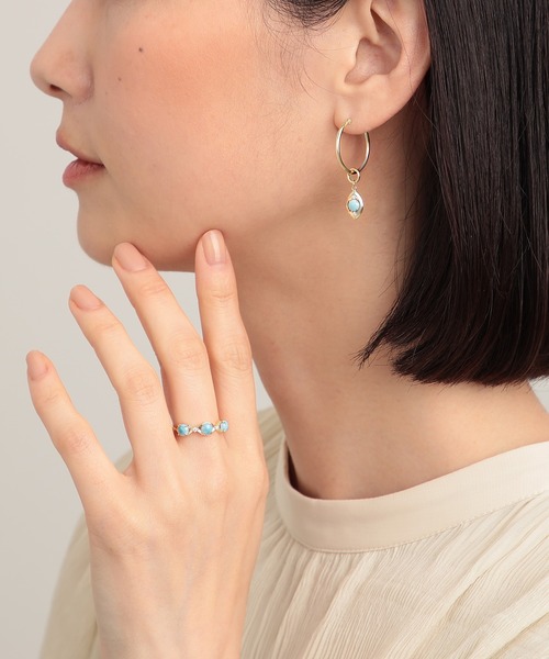 festaria bijou SOPHIA(フェスタリアビジュソフィア)の「K10YG ラリマー・ダイヤモンド リング(リング・レディース・イエローゴールド・9号/11号)」の5枚目の写真