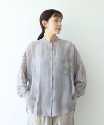 yuni | washer Cu stripe　wide shirt(シャツ/ブラウス)