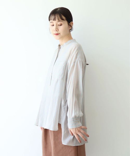 yuni(ユニ )の「washer Cu stripe wide shirt(シャツ/ブラウス・レディース・ブルー/ブラウン・FREE)」の6枚目の写真