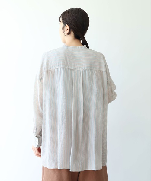 yuni(ユニ )の「washer Cu stripe wide shirt(シャツ/ブラウス・レディース・ブルー/ブラウン・FREE)」の7枚目の写真