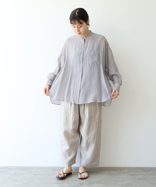 yuni(ユニ )の「washer Cu stripe wide shirt(シャツ/ブラウス・レディース・ブルー/ブラウン・FREE)」の9枚目の写真