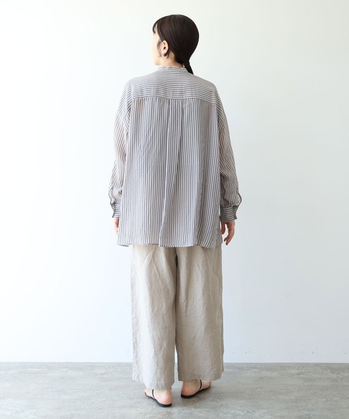 yuni(ユニ )の「washer Cu stripe wide shirt(シャツ/ブラウス・レディース・ブルー/ブラウン・FREE)」の11枚目の写真