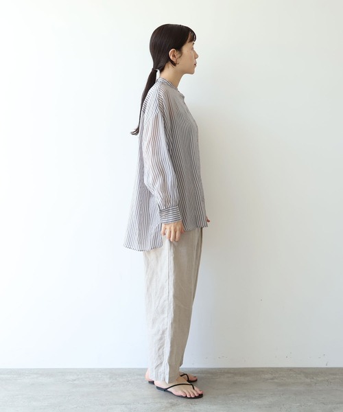 yuni(ユニ )の「washer Cu stripe wide shirt(シャツ/ブラウス・レディース・ブルー/ブラウン・FREE)」の10枚目の写真