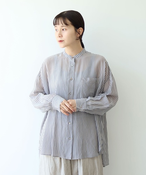 yuni(ユニ )の「washer Cu stripe wide shirt(シャツ/ブラウス・レディース・ブルー/ブラウン・FREE)」の12枚目の写真