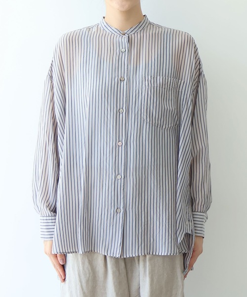 yuni(ユニ )の「washer Cu stripe wide shirt(シャツ/ブラウス・レディース・ブルー/ブラウン・FREE)」の15枚目の写真