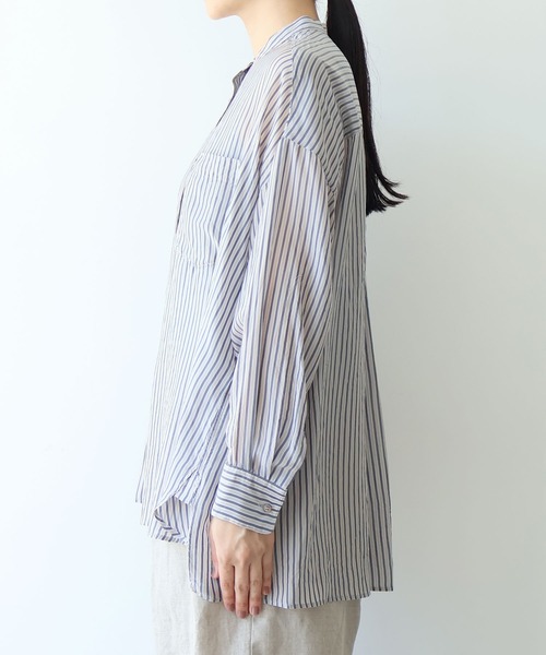 yuni(ユニ )の「washer Cu stripe wide shirt(シャツ/ブラウス・レディース・ブルー/ブラウン・FREE)」の16枚目の写真