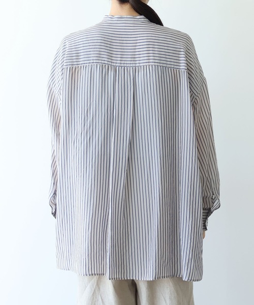 yuni(ユニ )の「washer Cu stripe wide shirt(シャツ/ブラウス・レディース・ブルー/ブラウン・FREE)」の17枚目の写真