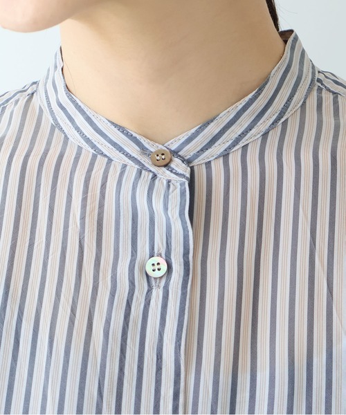 yuni(ユニ )の「washer Cu stripe wide shirt(シャツ/ブラウス・レディース・ブルー/ブラウン・FREE)」の18枚目の写真