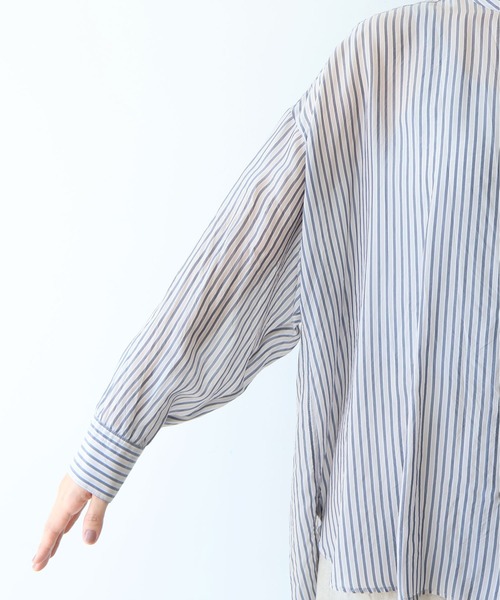yuni(ユニ )の「washer Cu stripe wide shirt(シャツ/ブラウス・レディース・ブルー/ブラウン・FREE)」の19枚目の写真