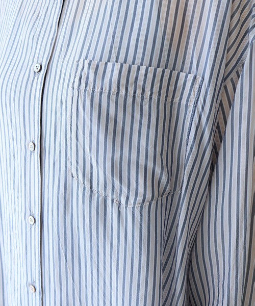 yuni(ユニ )の「washer Cu stripe wide shirt(シャツ/ブラウス・レディース・ブルー/ブラウン・FREE)」の21枚目の写真