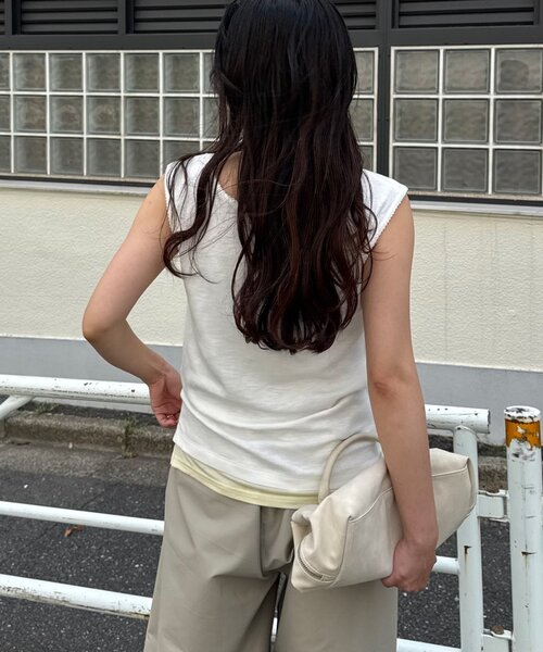 CIAOPANIC TYPY(チャオパニックティピー)の「配色レイヤードヘンリーネックリブタンク(タンクトップ・レディース・グレー/ブラック/レッド/ホワイト・ONE SIZE)」の19枚目の写真