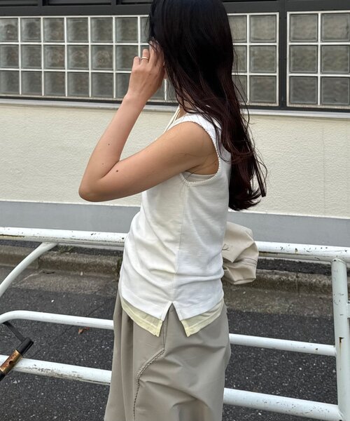 CIAOPANIC TYPY(チャオパニックティピー)の「配色レイヤードヘンリーネックリブタンク(タンクトップ・レディース・グレー/ブラック/レッド/ホワイト・ONE SIZE)」の20枚目の写真