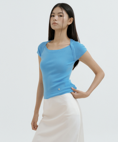 LUCIR ZU（ルシールズ）の「Boatneck Bolero Knit Top (sky blue)（ニット/セーター・レディース・その他・FREE）」の3枚目の写真