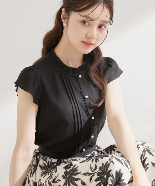 couture brooch（クチュールブローチ）の「【洗える】ピコレース ピンタックブラウス（シャツ/ブラウス・レディース・ブラック/ピンク系その他2/ホワイト系7・36/38/40/42）」の2枚目の写真