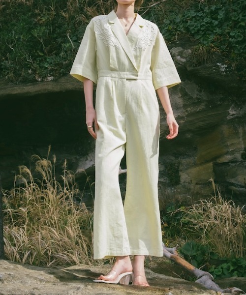 サロペット・オーバーオール・オールインワン MARTE 80s Polyester LamePrint All-in-one MARTE｜マルテのオールインワン・サロペット（イエロー/黄色系）通販