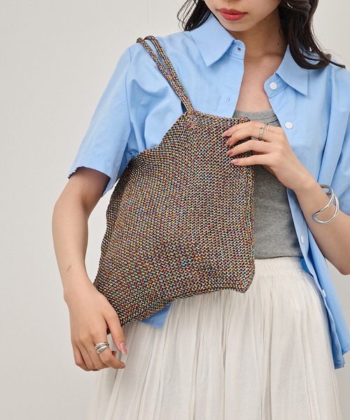 cache cache(カシュ カシュ)の「【cache cache】ラメ糸編みトートバッグ メッシュトート サマーバッグ(トートバッグ・レディース・ブラウン/シルバー/グレイッシュベージュ/ホワイト/ブラック/ライトブルー/ゴールド/マルチ・FREE)」の17枚目の写真