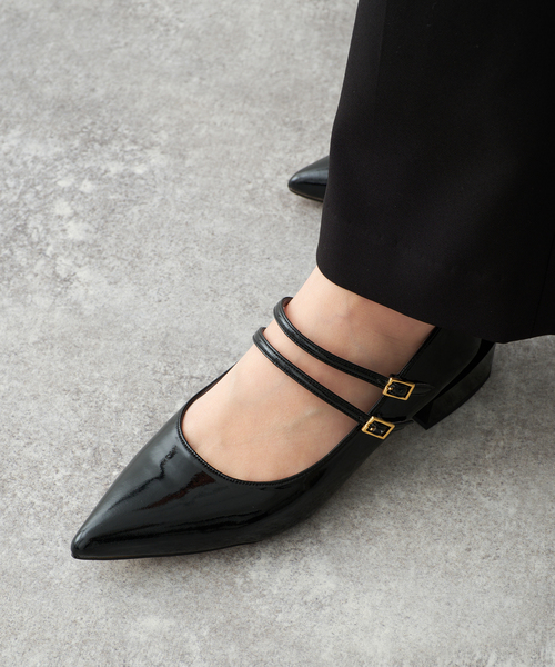 GRISE（グリーズ）の「《WEB+一部店舗限定》GRISE3cmポインテッドダブルストラップメリージェーン（パンプス・レディース・ブラック/ブラウン/ボルドー・25cm/24.5cm/24cm/23.5cm/23cm/22cm/22.5cm）」の13枚目の写真