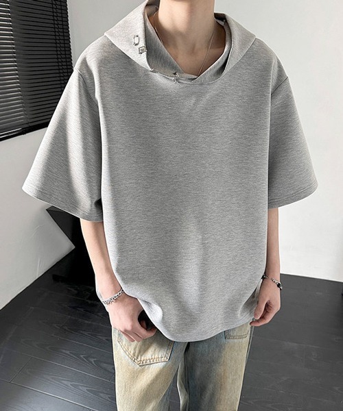 neos(ネオス)の「【neos】ボディピアスデザイン フード ハーフスリーブ ルーズシルエット プルオーバー パーカー ユニセックス メンズ レディース(パーカー・メンズ・ブラック/グレー/ホワイト・LARGE/MEDIUM/X-LARGE)」の9枚目の写真