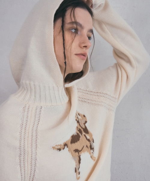 OURNOSTALGIA（アワー ノスタルジア）の「woolfie Balaclava Knit Hood_Ivory(OC25-KN18)（ニット/セーター・レディース・アイボリー・FREE）」の5枚目の写真