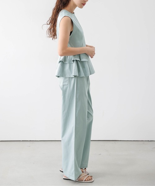 AMELY(エミリー)の「ペプラム×ワイドパンツセットアップ(セットアップ・レディース・ブラック/ブラウン/ブルー/ライトベージュ・M/L)」の17枚目の写真