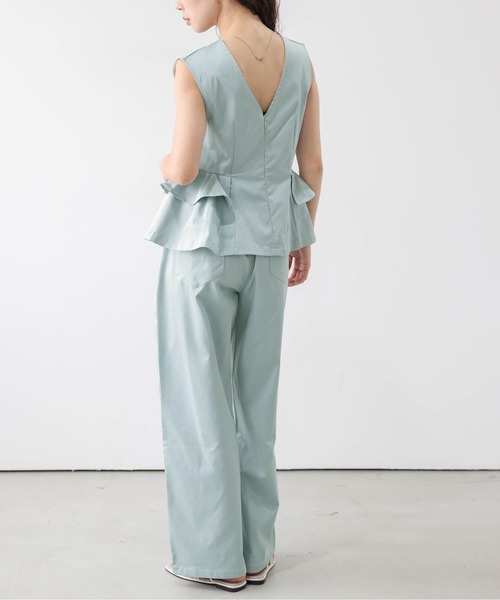 AMELY(エミリー)の「ペプラム×ワイドパンツセットアップ(セットアップ・レディース・ブラック/ブラウン/ブルー/ライトベージュ・M/L)」の18枚目の写真