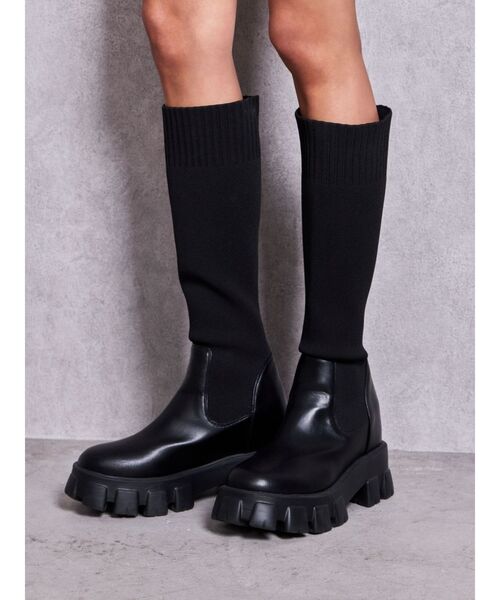 GYDA(ジェイダ)の「ニットドッキングボリュームソールブーツ(ブーツ・レディース・ブラック・SMALL/MEDIUM/LARGE)」の3枚目の写真