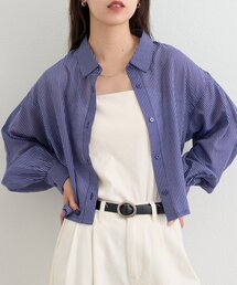 クロップドシアーストライプシャツ